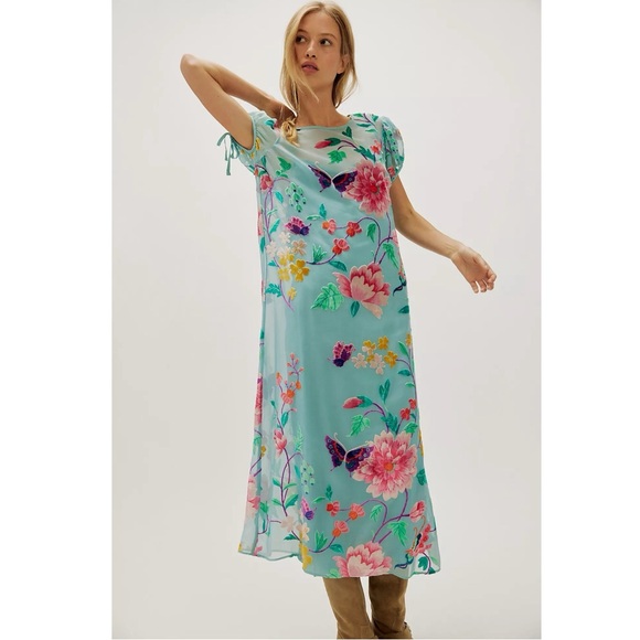 Free People Secret Garden Maxi Dress Size Small NWT Velvet Devore Fairy Sheer - Picture 15 of 16